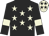 Black body, beige stars, black arms, beige armlets, beige cap, black stars
