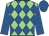 Light Green and Royal Blue diamonds, Royal Blue sleeves and cap