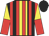 Black, yellow panel,, red stripes, yellow and red halved sleeves, black cap