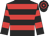 Black, red hoops, hooped sleeves and cap