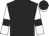 Black, white sleeves, black armbands and cap, white peak