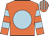 Orange, light blue spot, hooped sleeves, striped cap