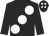 Black, large white spots, black cap, white spots