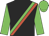 Black, green and tangerine sash, green sleeves and cap