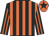 Black & orange stripes, orange cap, black star