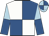 Royal blue & white quartered, light blue halved sleeves, royal blue & light blue quartered cap