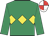 Emerald green, yellow triple diamond, red & white quartered cap