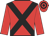 Red, black cross sashes, hooped cap