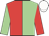 Light green & red halved, sleeves reversed, white cap