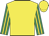 Yellow, emerald green & yellow striped sleeves, yellow cap