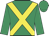 Emerald green, yellow cross sashes, emerald green cap