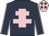 Dark blue, pink cross of lorraine, pink seams on sleeves, pink cap, dark blue stars