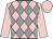 Pink & grey diamonds, pink sleeves & cap