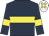 Dark blue, yellow hoop, yellow armlet, white cap, yellow spots