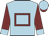 Light blue, maroon hollow box, maroon sleeves, light blue cuffs, light blue cap, maroon peak