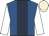 Royal blue, dark blue stripe, white sleeves, beige cap