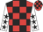 Red body, black checked, white arms, black stars, red cap, black checked