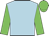 light blue, green sleeves and cap