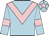 light blue, pink chevron, pink armbands, pink star on cap