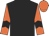 Black body, orange arms, black chevron, orange cap