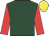 Dark green, red sleeves, yellow cap
