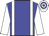 Blue body, white braces, white arms, white cap, blue hooped