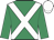 Emerald green, white cross sashes and cap