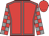 red, grey seams, checked sleeves