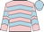 Pink, light blue chevrons, light blue cap