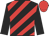 Black, red diagonal stripes, black sleeves, red cap