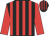Black and red stripes, Red sleeves, Black and Red striped cap
