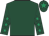 Dark green, emerald green stars on sleeves, dark green cap, emerald green star