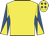 Yellow, royal blue and yellow diabolo on sleeves, yellow cap, royal blue diamonds