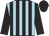 Light blue and black stripes, black sleeves and cap