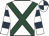 White, dark green cross belts, white and dark blue hooped sleeves, quartered cap