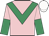 PINK, EMERALD GREEN chevron, halved sleeves, WHITE cap