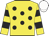 Yellow, black spots, hooped sleeves, white cap