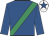 Royal blue, emerald green sash, white cap, royal blue star
