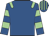Royal blue, light green epaulets, hooped sleeves, striped cap