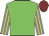 Green, grey and lemon striped sleeves, maroon cap