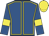 Royal blue, yellow seams, armlets and cap