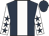 Dark blue, white stripe, white sleeves, dark blue stars