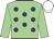 Light green, purple spots, light green sleeves, white cap