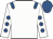 White, royal blue epaulets, white sleeves, royal blue spots, royal blue cap