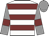 White, maroon hoops, grey sleeves, maroon armlets, grey cap