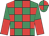 Emerald green and red check, halved sleeves, emerald green and red quartered cap