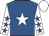 Royal blue, white star, white sleeves, royal blue stars, white cap