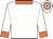 White, orange collar, cuffs and hooped cap