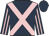Dark blue, pink cross belts, striped sleeves