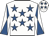 White, royal blue stars, diabolo on sleeves and stars on cap